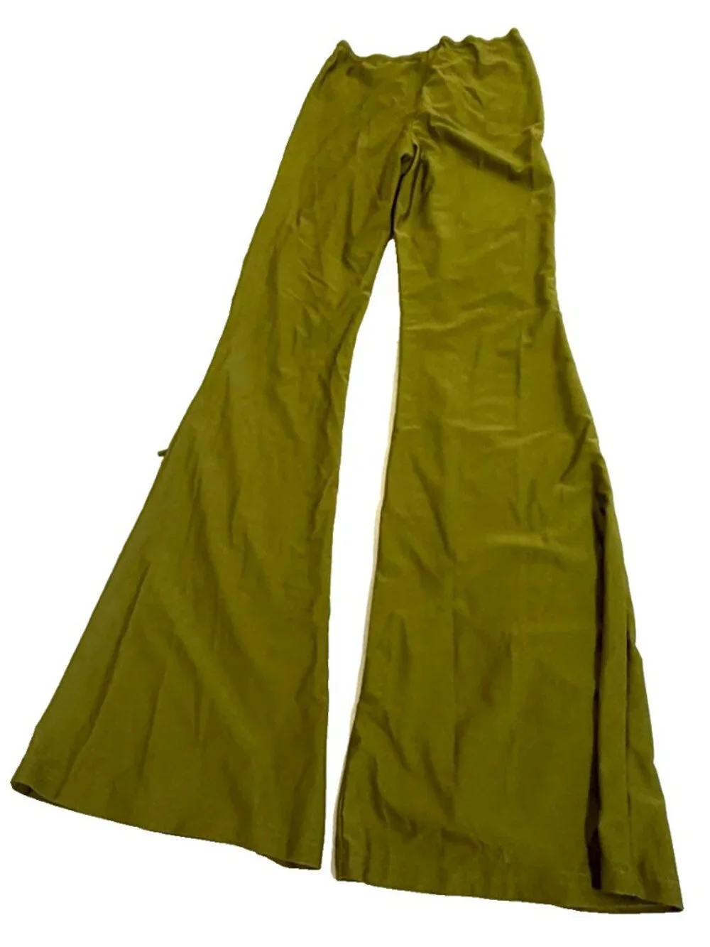 FASHION NOVA OLIVE GREEN RUCHED CROP TOP WIDE LEG KEYHOLE PANTS 2PC SET WOMENS S